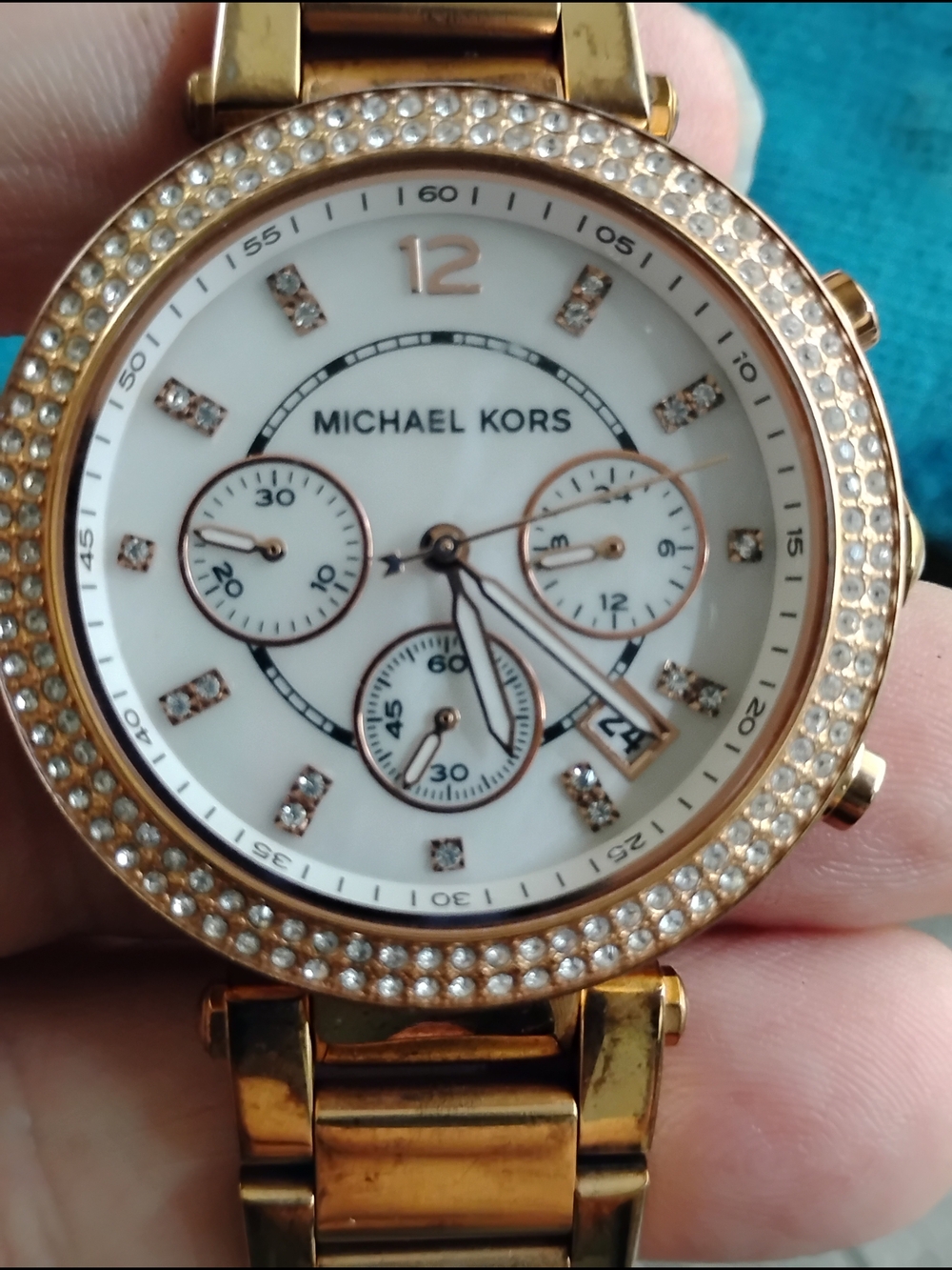 Michael Kors Women's Rose Gold Crystal-Accent Chronograph Watch